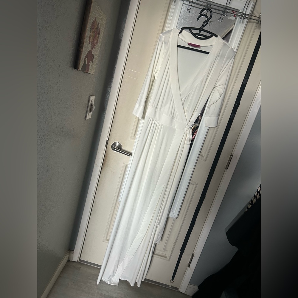 Melissa Masse snake wrap maxi dress - EUC